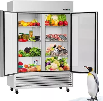 54'' Commercial Reach In Stainless Steel Refrigerator 2 Solid Doors 49 Cu.ft New • $1614.05