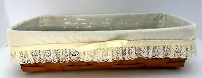 Vintage 1990 Longaberger Bread Basket Cloth & Plastic Liner White Lace 15  AEL • $24.81