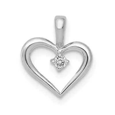 14k White Gold AA .02ct. Diamond Heart Pendant • $100.60