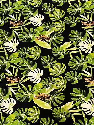 Polyester ITY Matte Jersey 2 Ways Stretch With Big Tropical Leaves&Tigers Fabric • $9.99