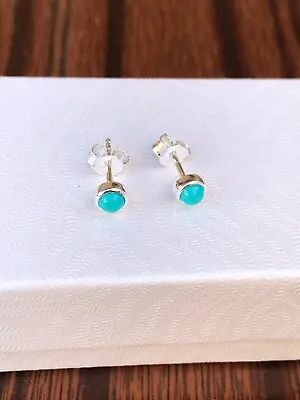 $14.60 • Buy 925 Sterling Silver Small Turquoise Stud Earrings 4.5mm