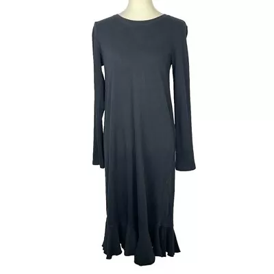 Zara Trafaluc Dress Womens Small Black Long Sleeve Knit Peplum Hem 100% Cotton • $20.93