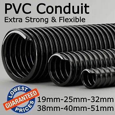 Conduit Tubing Black Corrugated Flexible Pvc Flexible Pipe Cable Protection S • £114.61