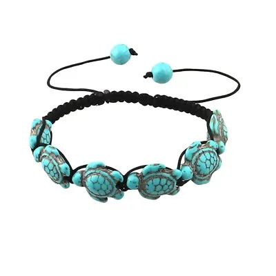 Crystal Lava Stones Bracelet Green Turtle Healing Chakra Anklet Beads Jewellery • £3.49