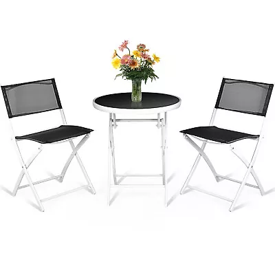 3PCS Bistro Table Chair Set Outdoor Furniture Foldable Patio Dining Conversation • $83.95