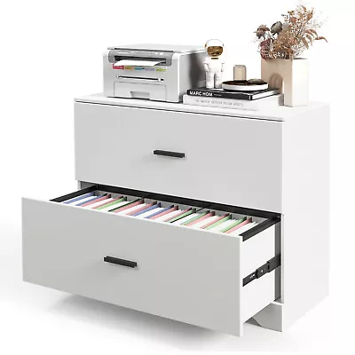 2-Drawer Wood Lateral File Cabinet W/ Adjustable Bars For Home Office White • $139.99