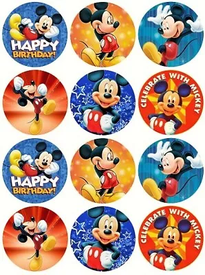 24 Mickey Mouse Cake Toppers Edible Party Decorations • £2.25