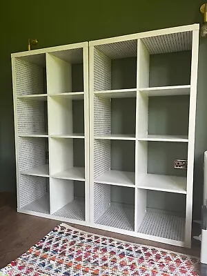 Pair Of IKEA Kallax Shelving Bookcases Limited Edition US Only VGC White Check • £21