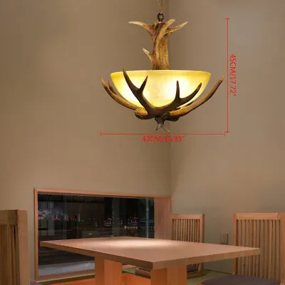 3-Light Rustic Chandelier Lodge Log Cabin Ceiling Light Resin Deer Antler E26  • $87.40