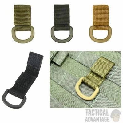 £3.99 • Buy 2 X Molle D Ring Mount Buckle Clip Webbing Belt Black Khaki Green Hook & Loop UK