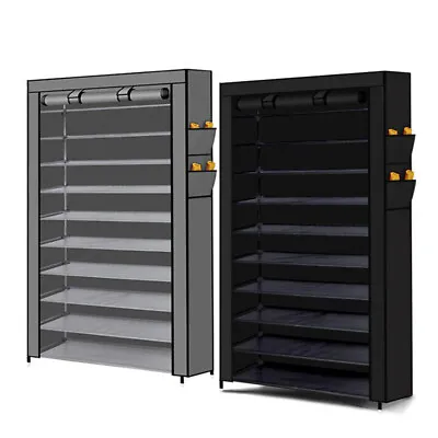 $26.99 • Buy Portable 10 Tier Shoe Rack Storage Cabinet Organiser Wardrobe Cover AU NEW