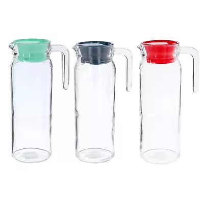 Glass Jug Serving Pitcher With Lid Fridge Milk Water Juice Cocktails Drink 950ml • £9.25