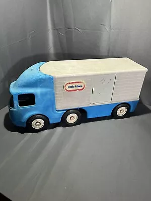 Vintage Little Tikes Semi Truck Ride On Blue Grey Tractor Trailer Big Truck 23'' • $19.95