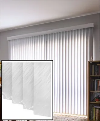 WHITE - CIRRUS TEXTURED LOUVRE VERTICAL WINDOW BLIND KIT - Child Safe • £26.99