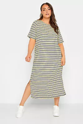 Yours Curve Women's Plus Size Stripe Print Maxi T-Shirt Dress • £15