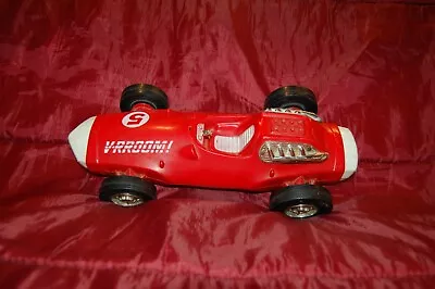 Vintage 1963 MATTEL V-RROOM Race Car Guide Whip Racer 14 Inches Red #5 Car • $20