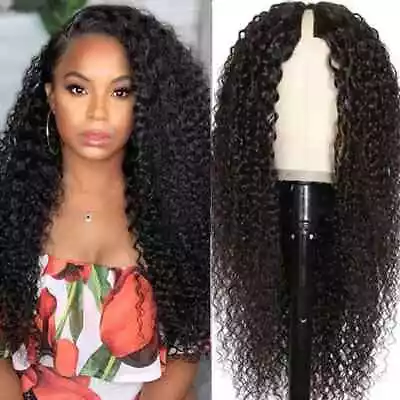 Kinky Curly U V Part Wig Brazilian Human Hair No Leave Out Glueless Wig Women • $47.12