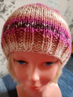 £9.50 • Buy Hand Knitted Adult Beanie Hat - One Size - Fairisle - Aran - New
