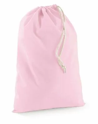 Drawstring Laundry Bag Eco Bag Cotton Plain Reusable Storage Pink Large • £2.53