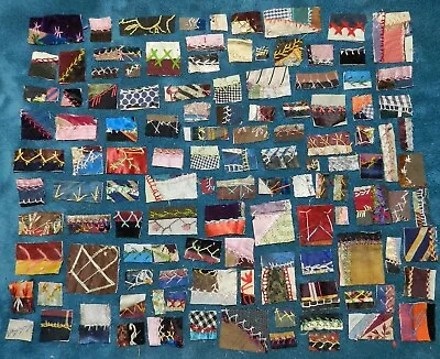 100+ PRIMITIVE ANTIQUE CUTTER CRAZY QUILT MINI PATCHES! Alternative Art! • $13.99