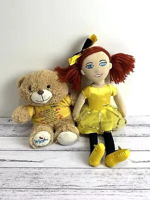 The Wiggles Emma The Yellow Wiggle Doll + Rock A Bye Teddy Bear Soft Plush Toy • $49.95