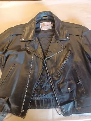 Vintage Excelled Perfecto Ramones  Leather Motorcycle Jacket 44 Reg  • $222