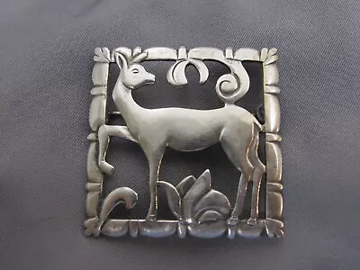 Vintage BRKS Sterling Art Deco Framed DEER Pin-NR • $29.99