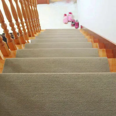 $33 • Buy 13PCS Non-Slip Stair Mat Covers Kit Tread Carpet Step Washable Mat Beige 55*24CM