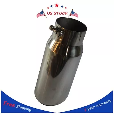 Diesel Exhaust Tip 4  Inlet 5  Outlet 12  Long Rolled Angle Cut Bolt On Polished • $126.99