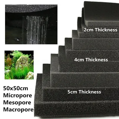 $8.79 • Buy 50x50x2cm Black Fish Tank Aquarium Filter Sponge Foam Pad Filtration Cotton
