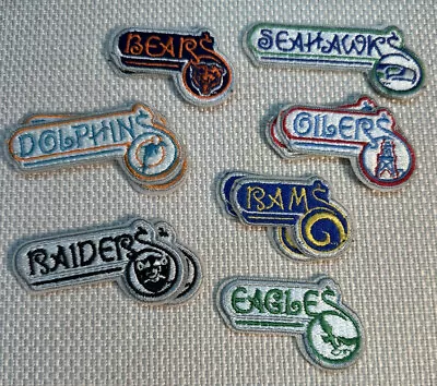 Vintage NFL Iron-on Patches Dolphins Eagles Raiders Bears  Rams Oilers Seahawks • $2.62