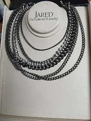 J Crew Multi-strand Mixed Metals Antique Chain Crystal/Rhinestone Prong Necklace • $15.29