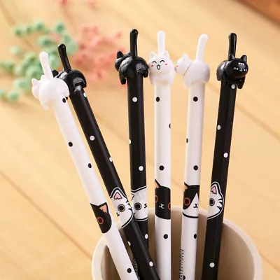 2Pcs Cute Kawaii Cat Black Gel Ink Roller Ball Point Pen Korean School Kids Pens • $1.30