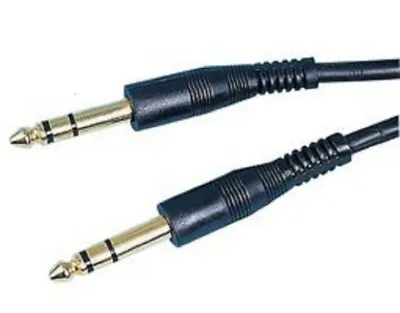6.35mm GOLD Stereo Jack To Jack Cable 1/4  Lead 50cm 1m 1.5m 2m 3m 5m 6m 10m • £2.74