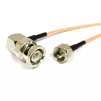 BNC Male Right Angle To F Type Male RF Coax Cable Adapter RG316 15cm For CCTV • $2.86