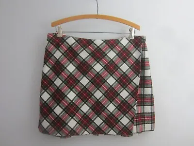 New Hollister Womens XL Red Green Tartan Plaid Wool Short  Skirt NWT X-Large • $44.99