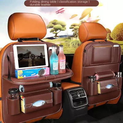 PU Leather Foldable Tray Back Seat Organizer Seat Protector For Car SUV Truck • $15.98