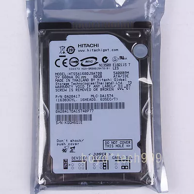 HITACHI 2.5  80 GB IDE/PATA 5400 RPM 8 MB HDD HTS541680J9AT00 Laptop Hard Driver • $13.05