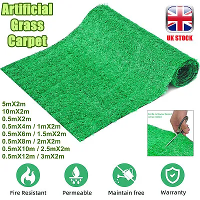 2m 4m 8m 10m 12m Artificial Grass Rug Synthetic Turf Garden Lawn Mat Carpet Soft • £12.73