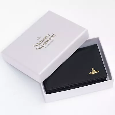 Vivienne Westwood Black Leather Gold Button Envelope Fold Wallet • $120