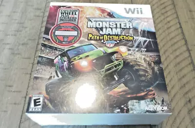 Wii Monster Jam Path Of Destruction Custom Wheel Game Sealed New In Box Unused. • $3.50