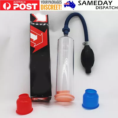 Vacuum Penis Pump For Male ED Erectile Enlargement Enlarger Stretcher 3-Sleeves • $19.49