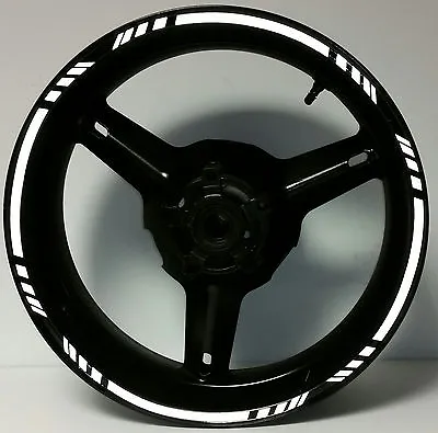 White Reflective Motorcycle Rim Stripes Wheel Decals Tape Stickers Car Bike Suv • $20.99