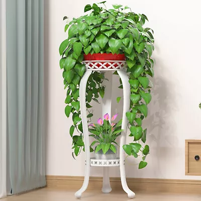 32inch Metal Iron Flower Plant Pots Display Stand Shelf Garden Outdoor 80cm Tall • £16.95