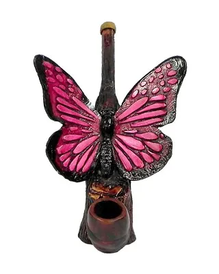 Pink Butterfly Handmade Tobacco Smoking Hand Pipe Monarch Wings Nature Insect • $22.99