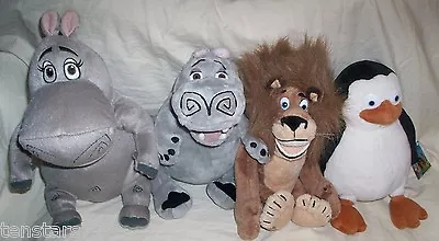 MADAGASCAR PLUSH LOT LION PENGUIN HIPPO Dreamworks RUSS Gloria Escape 2 Africa • $38.75