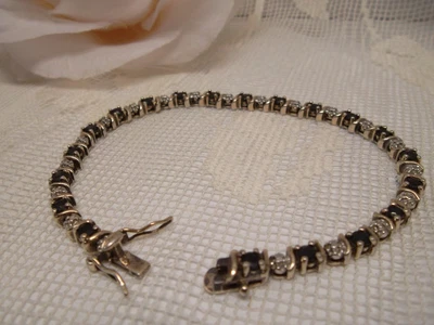 $28.50 • Buy Vtg 925 Sterling Vermeil Blue Sapphire Tennis Bracelet 7.25 In  Ross Simons