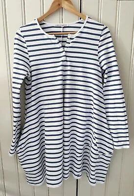 Cabbages & Roses Blue Stripe Jersey Tunic Dress S 8 10 • $93.25