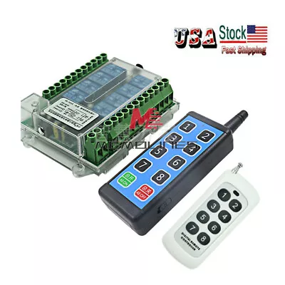 8 Channel Wireless RF Remote Control Switch Relay Module DC8-86V / AC110-275V US • $8.35