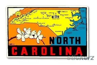 State Of North Carolina Vintage Style Travel Decal Vinyl Sticker Luggage Label • $4.69